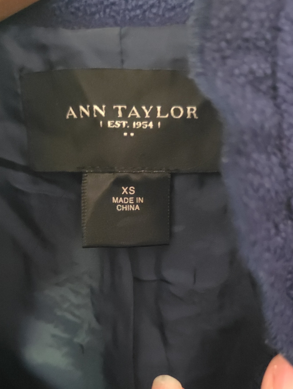 Ann Taylor Navy Blue Fall Spring Ruffled Pea Coat - Picture 3 of 10